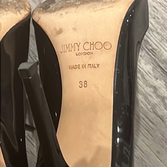 Jimmy Choo Vita 100 Lace Up Black Patent Leather Heels Shoes Pumps Size 38 - Picture 10 of 14